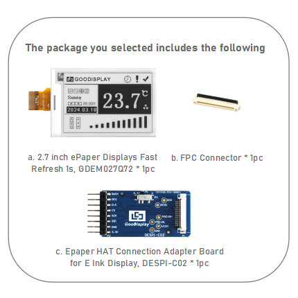 1s Fast Refresh 2.7inch E-Ink Display Panel with SPI Interface Black/White Two Colors