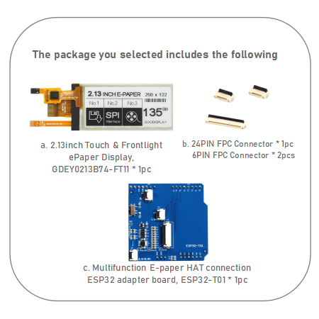 GooDisplay 2.13" Touchscreen and Front-light E-Paper HAT Capacitive Touch E-Ink Module
