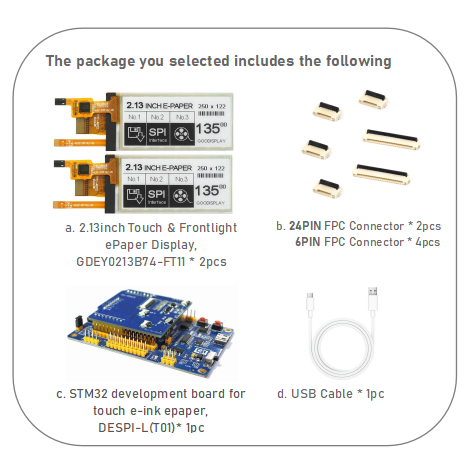 GooDisplay 2.13" Touchscreen and Front-light E-Paper HAT Capacitive Touch E-Ink Module
