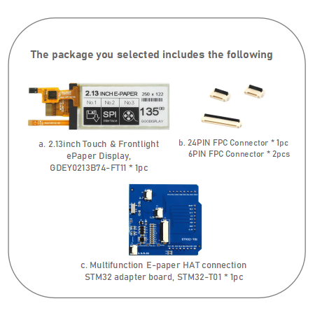GooDisplay 2.13" Touchscreen and Front-light E-Paper HAT Capacitive Touch E-Ink Module