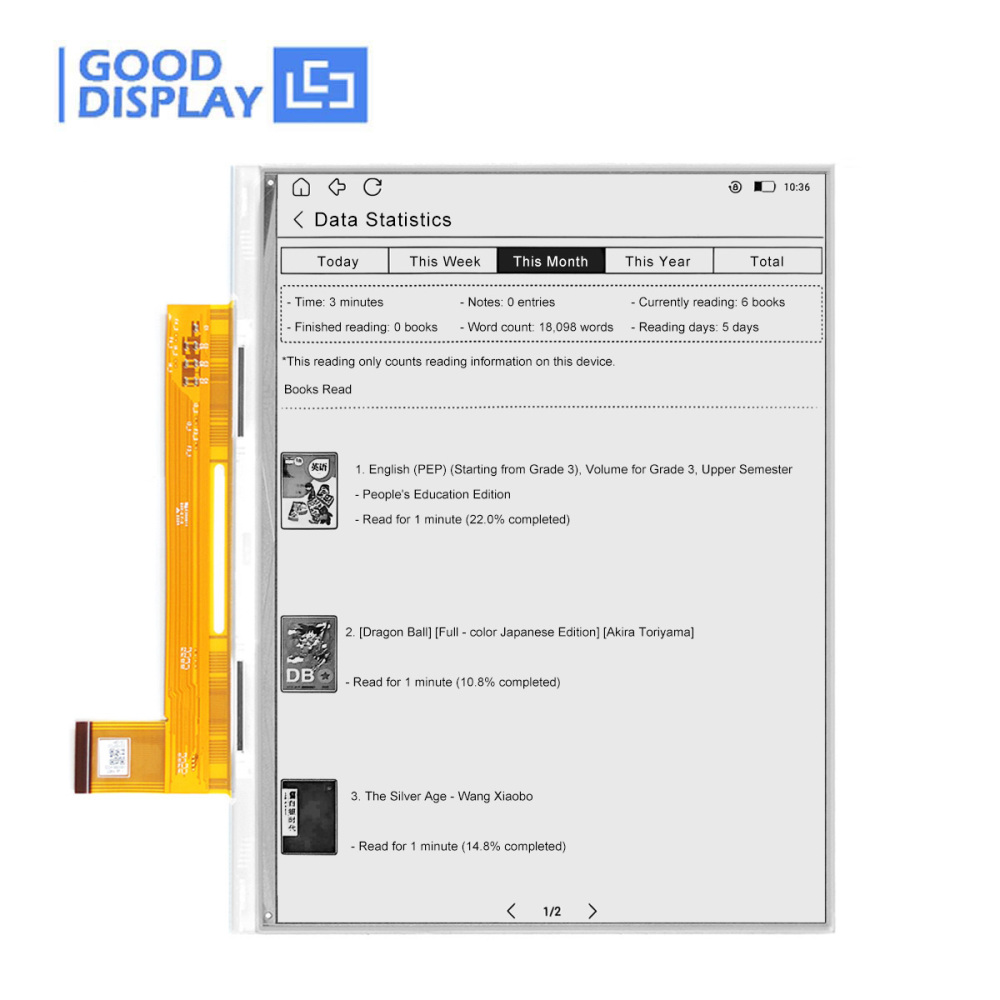 Large 10.3-Inch Parallel Port E Ink Raw Display 1872×1404 High-Resolution Paper Electronic Display