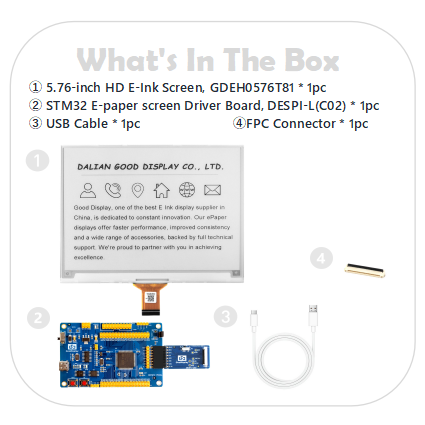 5.76" E Ink Carta Display Module 920x680 SPI Interface 0.3s Refresh Screen for E-Reader Prototyping