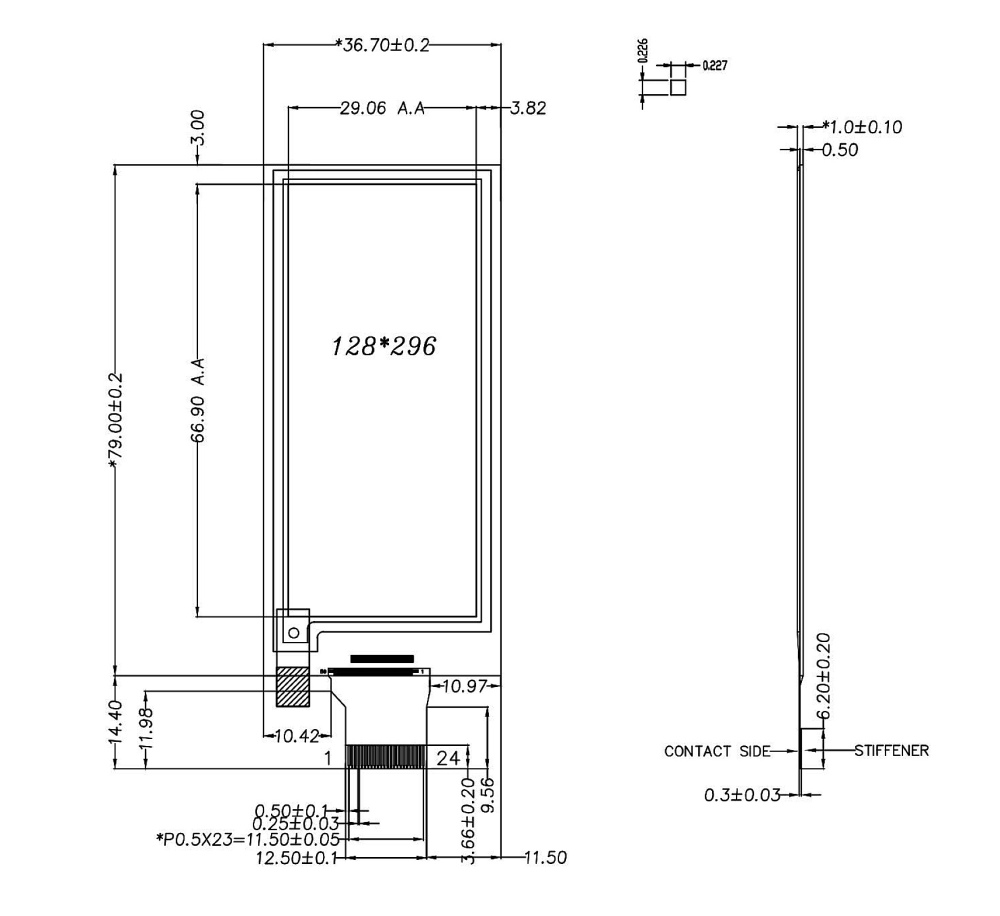 2.9" Four-Color eInk 296x128 Pixels Colour E-Paper Display Module SPI Interface EPD