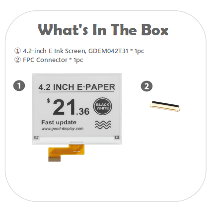 4.2" Ultra-Low Power e-Paper Display Module 400x300 e-Ink Screen 0.3s Fast Partial Refresh