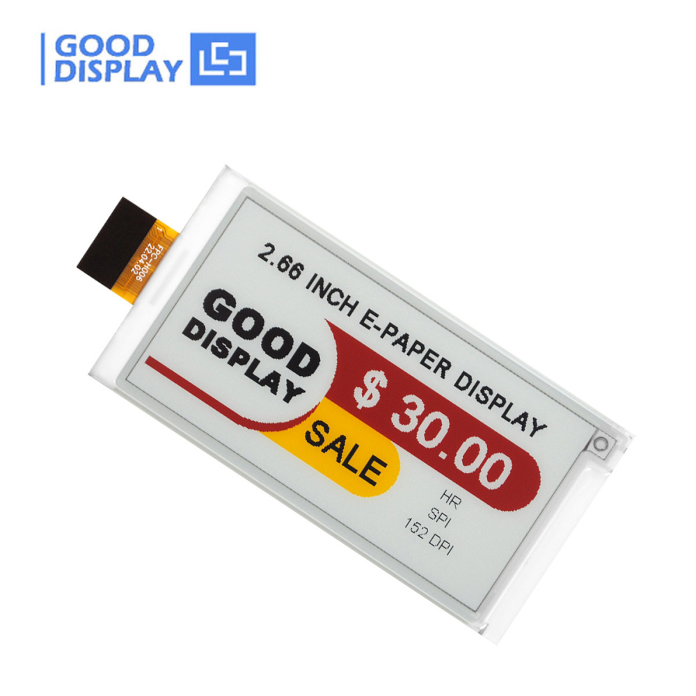 High-Res 2.66" 4-Color E-Ink E-Paper Module 360x184 SPI Ultra-Thin & Low Power