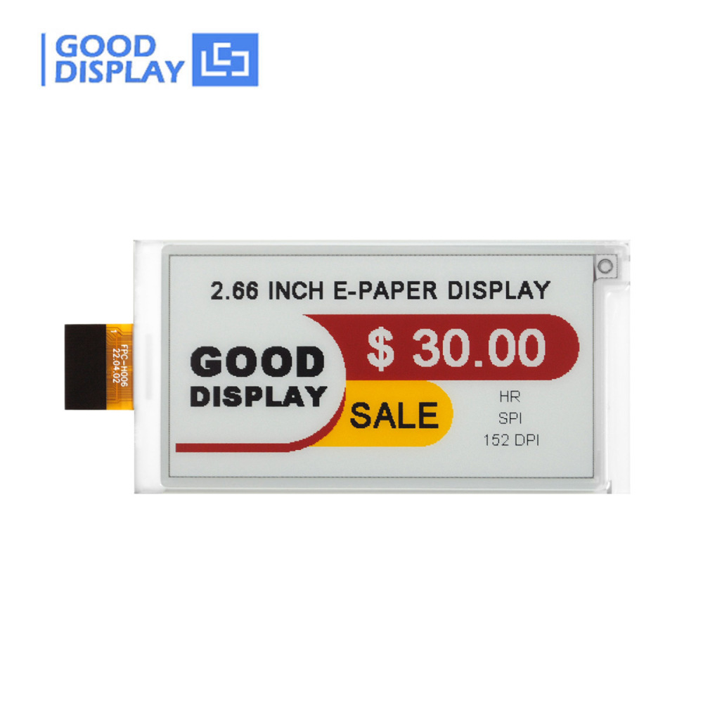 High-Res 2.66" 4-Color E-Ink E-Paper Module 360x184 SPI Ultra-Thin & Low Power