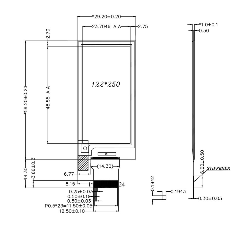 2.13-Inch e-Paper Electronic Ink Screen 250x122 Red, Yellow, Black, White Four Color Screen
