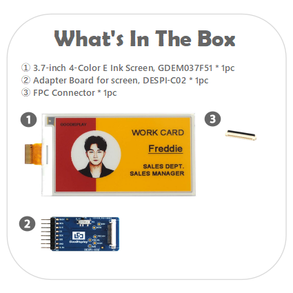 3.7 Inch Black, White, Yellow, and Red 4-colors E-ink Screen Resolution 416x240