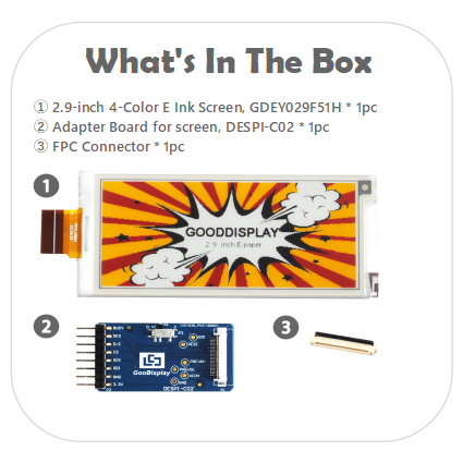 High-Resolution 2.9-Inch E Ink Display 384x168 Pixel Clarity with Vibrant 4-Color Support