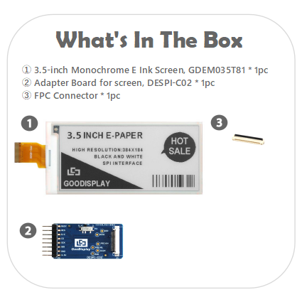 3.5" E-Paper 384x184 Pixels 0.3s Fastest Refresh E-Ink Displays Electronic Paper Display