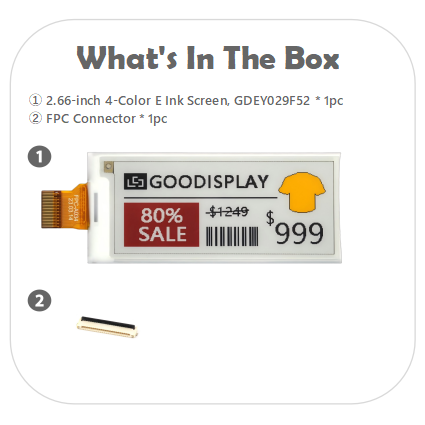 2.9" Four-Color eInk 296x128 Pixels Colour E-Paper Display Module SPI Interface EPD