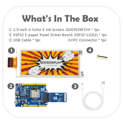 High-Resolution 2.9-Inch E Ink Display 384x168 Pixel Clarity with Vibrant 4-Color Support