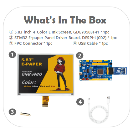 12s Fast Refresh 5.83-inch 4-Color E-Paper Display 648x480 SPI Interface E Ink Screen