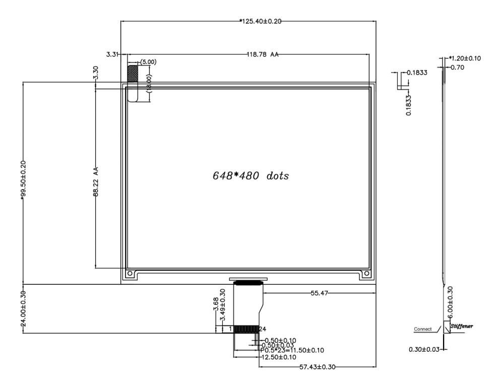 12s Fast Refresh 5.83-inch 4-Color E-Paper Display 648x480 SPI Interface E Ink Screen