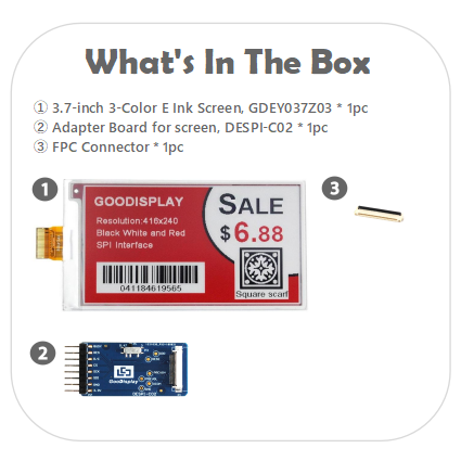 [EOL]New Era of Color 3.7'' Red E ink Display 1.3s Partial Refresh E paper Display UC8253