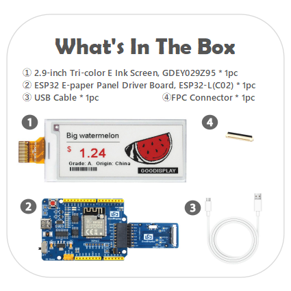 2.9 inch Small ePaper Display Tri-color 1.5s Partial Update 296x128