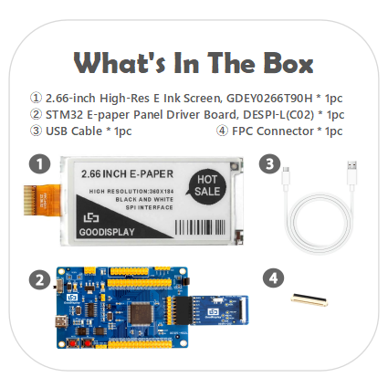 2.66-Inch E-ink display with 360x184 High Resolution 0.3s Partial Update