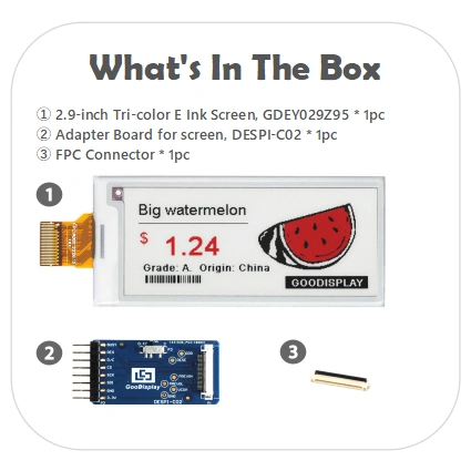 E Ink display tablet 2.9 inch Tri-color ePaper display supporting ...