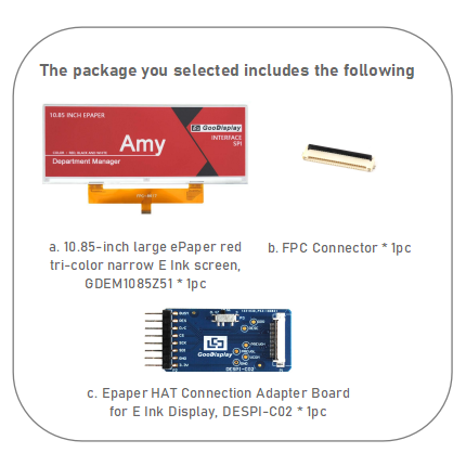 [EOL]10.85-inch Large ePaper Tri-color Narrow Red E Ink Screen 1360x480 Resolution