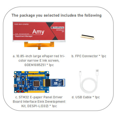 [EOL]10.85-inch Large ePaper Tri-color Narrow Red E Ink Screen 1360x480 Resolution