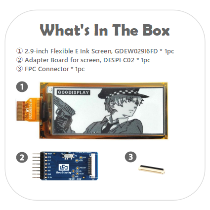 2.9 Inch E ink Flexible Ultra-thin 4 Grayscale E-paper Display 0.3s Partial Refresh