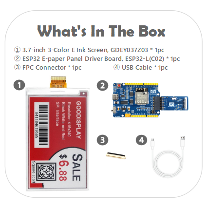 [EOL]New Era of Color 3.7'' Red E ink Display 1.3s Partial Refresh E paper Display UC8253