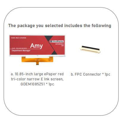 [EOL]10.85-inch Large ePaper Tri-color Narrow Red E Ink Screen 1360x480 Resolution
