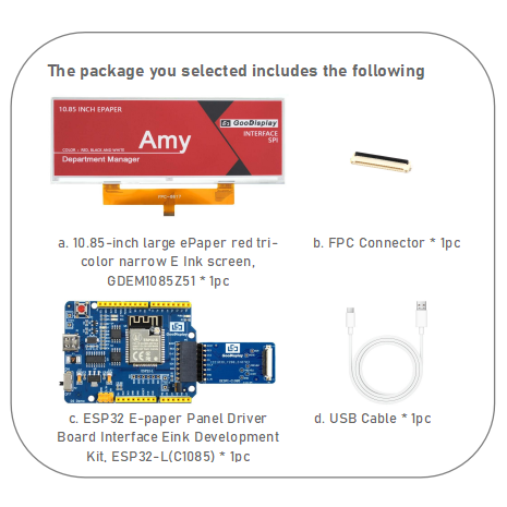 [EOL]10.85-inch Large ePaper Tri-color Narrow Red E Ink Screen 1360x480 Resolution