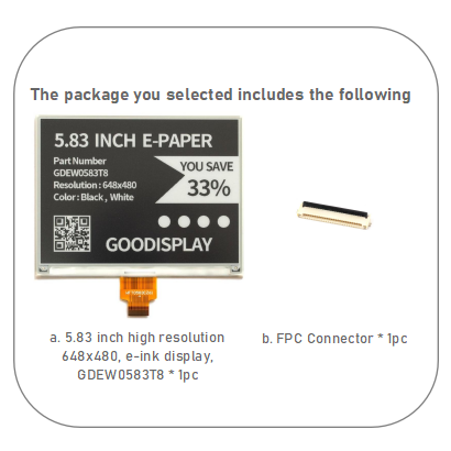 [EOL]5.83 inch Large e-paper display High-Resolution 800x480 SPI interface