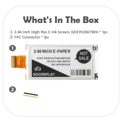 2.66-Inch E-ink display with 360x184 High Resolution 0.3s Partial Update