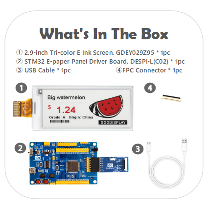 2.9 inch Small ePaper Display Tri-color 1.5s Partial Update 296x128