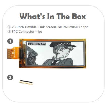 2.9 Inch E ink Flexible Ultra-thin 4 Grayscale E-paper Display 0.3s Partial Refresh