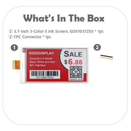 [EOL]New Era of Color 3.7'' Red E ink Display 1.3s Partial Refresh E paper Display UC8253