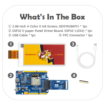 GooDisplay 2.66" 4-color White, Red and Yellow Epaper Display Resolution 296x152