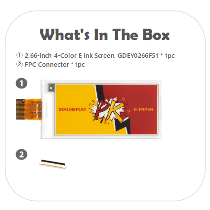 GooDisplay 2.66" 4-color White, Red and Yellow Epaper Display Resolution 296x152
