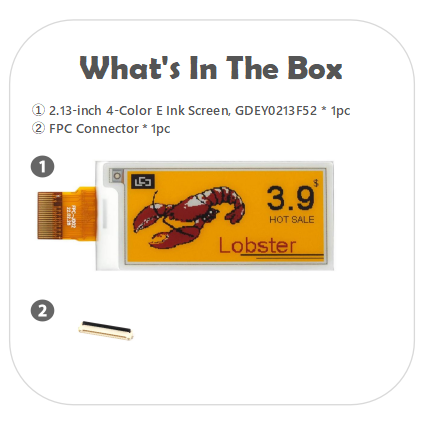2.13-Inch e-Paper Electronic Ink Screen 250x122 Red, Yellow, Black, White Four Color Screen