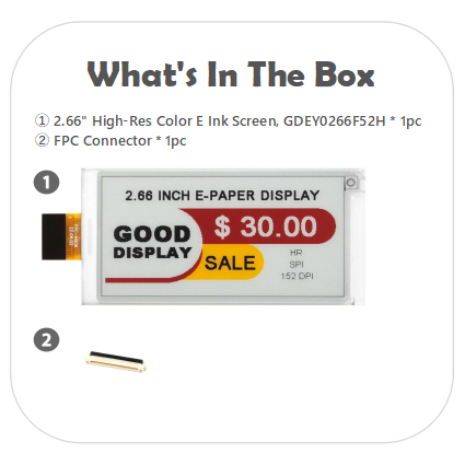 High-Res 2.66" 4-Color E-Ink E-Paper Module 360x184 SPI Ultra-Thin & Low Power