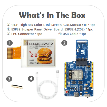 1.54-Inch E-Paper Display Four-Color (Yellow & Red) with High Resolution 200x200