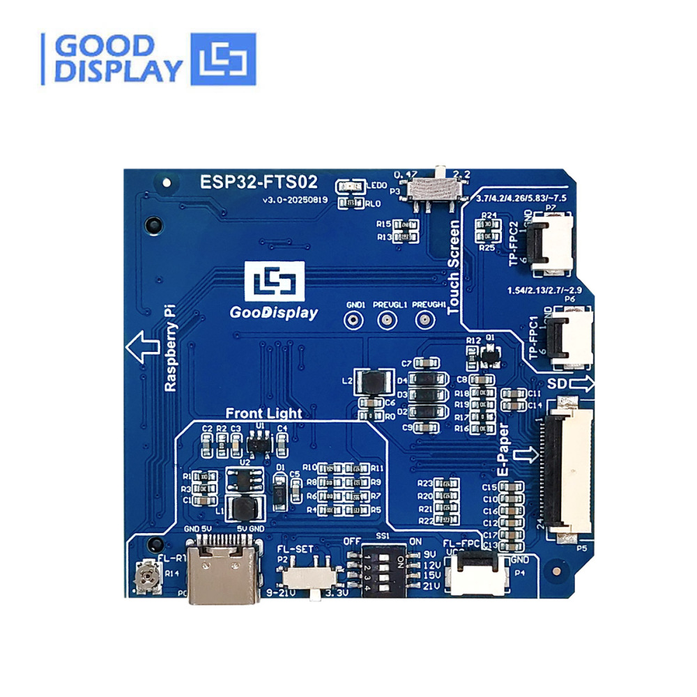 SPI E-Paper Adapter with Touch, Front Light, SD Card for Raspberry Pi & ESP32