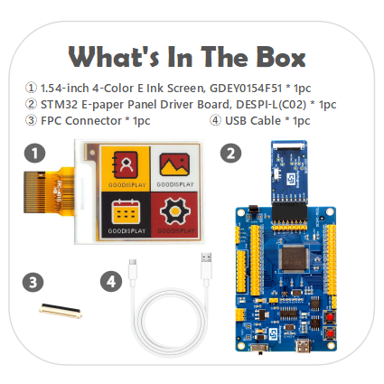 1.54 Inch Tri-Color E-Paper Display - Black, White, Red, and Yellow Eink 152x152 Resolution