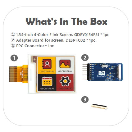 1.54 Inch Tri-Color E-Paper Display - Black, White, Red, and Yellow Eink 152x152 Resolution