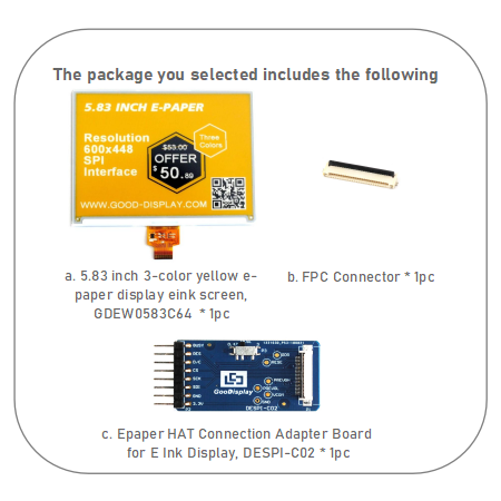 [EOL]5.83 Inch 3 Color E Ink Display Module Super Cheap Yellow E Ink Screen