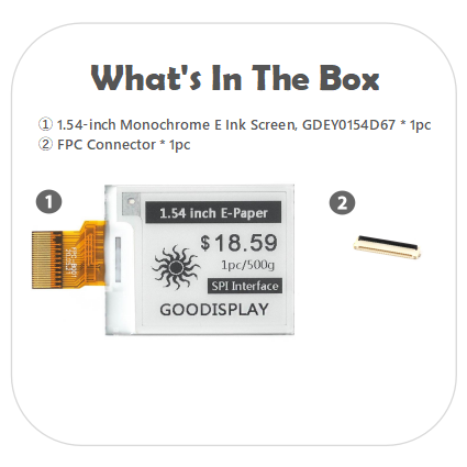 1.54 inch Electronic paper display Customizable 1.5s fast refresh partial refresh digital price tags screen