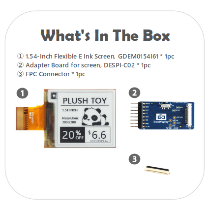 1.54-inch Flexible E Ink Display 0.42s Partial Refresh 200x200 ePaper Displays Module