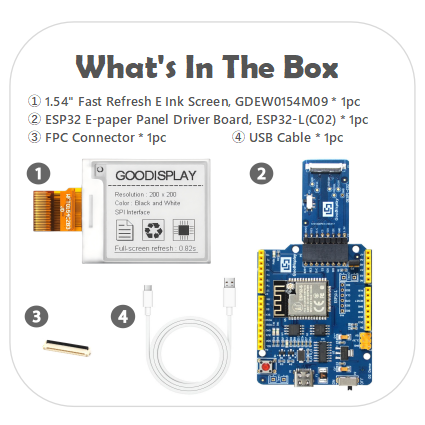 1.54 Inch E-paper Display 200x200 High Resolution 0.82s Refresh Speed