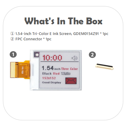 1.54-inch Tri-Color E Ink Display (Black, White, Red) Resolution 152x152 E paper screen