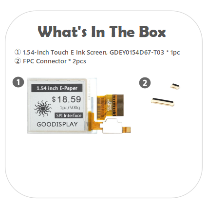 1.54 inch E-paper Display 200x200 Resolution Partial Screen Update Touch Eink Display