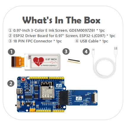 [EOL]0.97 Inch Mini E-Paper Display Red E-Ink Screen with 18-Pin Connector Partial Update Capable