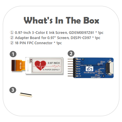 [EOL]0.97 Inch Mini E-Paper Display Red E-Ink Screen with 18-Pin Connector Partial Update Capable