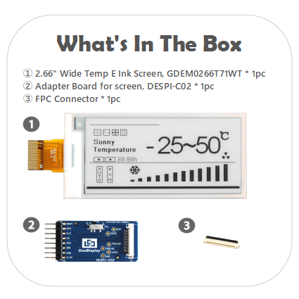 Industrial-Grade 2.66" E Ink Display | Wide Temperature Range (-25℃ to 50℃) | High-Performance EPD Solution